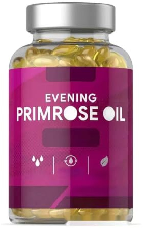 Evening Primrose Oil, Stöder hormonbalans & hälsosam Sk | För kvinnors hälsa, klar hud och PMS, icke-GMO, inget gluten