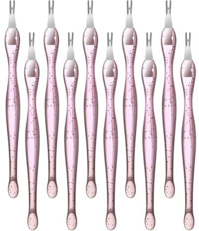Kit de Fourches pour Peaux Mortes 10 Pièces en Pp et Acier Inoxydable Rose | Grattoir Cuticule Ongle, Repousse Cuticule Metal, Outils Manucure pour Usage Domestique et Salon