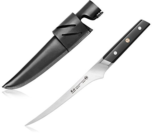 Cangshan TC Series 1020472 Swedish 14C28N Steel Forged 7-Inch Fillet Knife and Leather Sheath Set