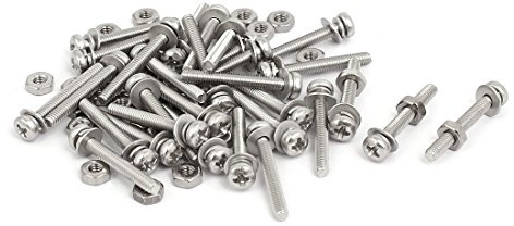 sourcing map M2,5 x 20mm vis tête cruciforme écrou vis avec Rondelle Acier inox 304 30 Set