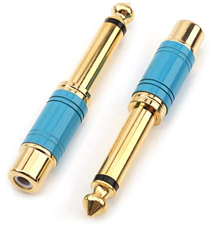 NANYI 6.35mm 1/4 inch Male Mono TS To RCA Female Interconnect Audio Adapter conversion plug,(Blue 2 Pack)