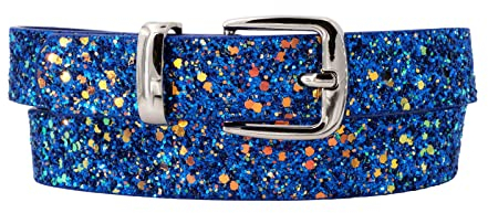 EANAGO Glitzergürtel EISKRISTALL für Mädchen, verstellbarer Kindergürtel (52–67 cm), funkelnde Optik in blau - veganes Material, 2,5 cm breit – optimal für Kinder von 3-12 Jahren