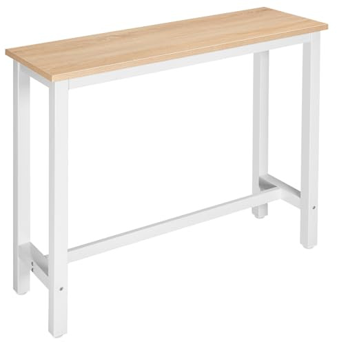 WOLTU BT17hei 1x barbord, bistrobord, barbord, matbord, metallstomme, bordsskiva av MDF, ljus ek, 120x40x100cm (BxDxH)