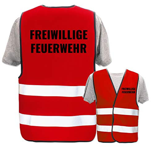 Bedruckte Marken-Warnwesten mit Leuchtstreifen * Standard- o. Reflex-Druck * Einsatzkräfte, Warnweste Begriffe Einsatzkräfte:Freiwillige Feuerwehr, Farbe + Größe:Rot (3XL/4XL)