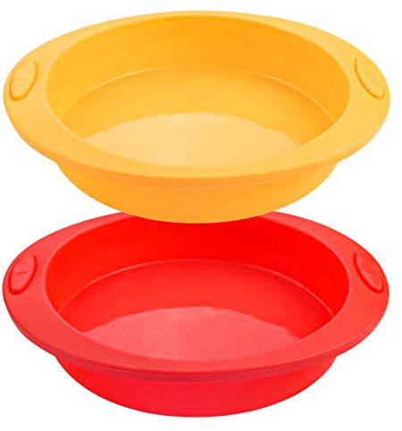 Webake Runde Kuchenform aus Silikon, 22,9 cm, für Brownies, Kuchen, Brot, Kuchen und Lasagne, 2er-Set