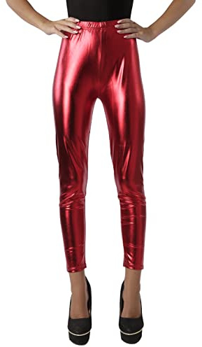 Carnavalife Leggins mujer de Tiro Alto, Malla Pantalones Largos Elástica Deportiva Danza Running Fitness para Mujer (XXL-3XL, Rojo brillo)