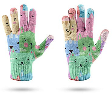 sdfwe Winter Handschuhe,Thermohandschuhe Grün Pink Atmungsaktiv Anti-Rutsch Gestrickte Touchscreen-Handschuhe Mit Elastischer Manschette für Damen Herren Outdoor Running Winterhandschuhe