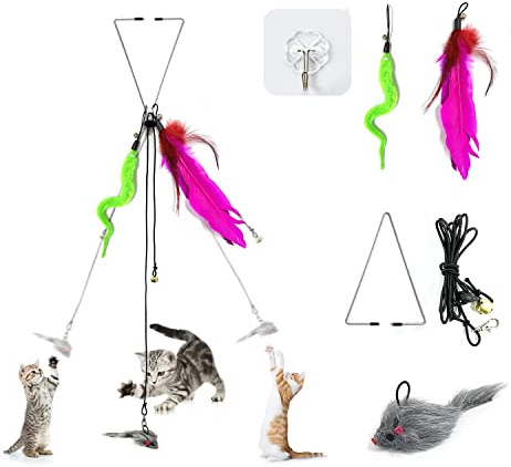 ZWZNBL 1 Set Selbstspiel Hängende Tür Katze Maus Spielzeug Interaktives Katzenspielzeug Automatisches Katzenspielzeug Jagd Übung Kätzchen Spielzeug für Kätzchen zum Trainieren