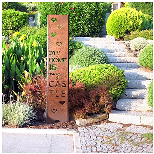 tuning-art EW102-BRZ Gartenstecker Gartenschild Castle | Garten Deko | Abkantung | 120cm x 21cm
