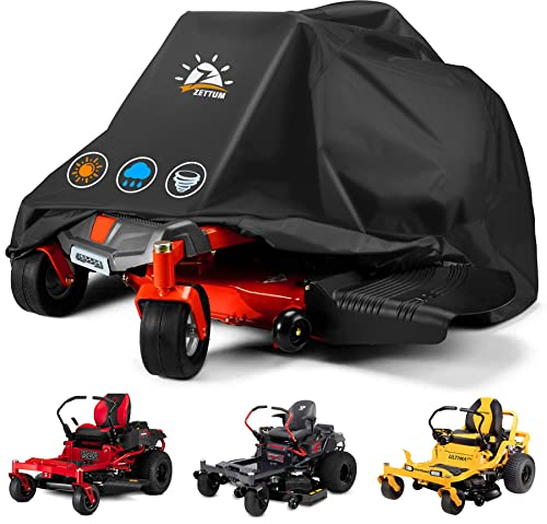 Zettum Housse de Tondeuse Gazon, Bâche de Protection imperméable pour tondeuses à gazon, revêtement PU Oxford 600D, housse pour tondeuse autoportée