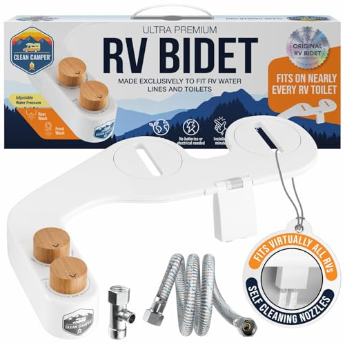 Clean Camper Bidé RV de – Autolimpieza, Doble Boquilla Ajustable y Manguera de Agua Dulce RV – Se Adapta prácticamente a Todos los RV (bidet01)