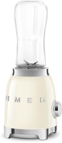 Smeg Retro Personal Blender with 2 Bottles PBF01CRUS, Cream, Medium
