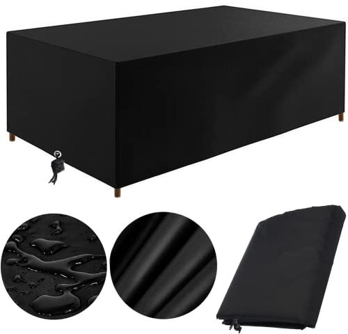 Gartentisch Abdeckung 160x90, Abdeckplane für Gartenmöbel 160x90x75cm Schutzhülle Gartentisch Schutzhülle Gartenmöbel Abdeckhaube Rechteckige Winddicht Wasserdicht Anti-UV (Schwarz 160x90x75cm)