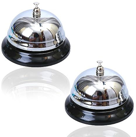 CLDURHGE Chrom Tischklingel, Hotel-Rezeptions-Tischglocke, poliertes Metall, Hotel-Restaurant-Tischglocke, poliert, für Hotel-Rezeption, Hotel-Restaurant(2Pcs)