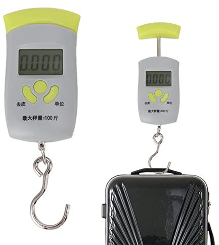 BestAlice Digitale Hängewaage, 50 Kg/100 Lb Tragbare Fischwaage, LCD-Display, Mini-Kranwaage, Gepäckwaage, Tragbare Hängende Elektronische Kofferwaage für Zuhause, Reisen, Angeln