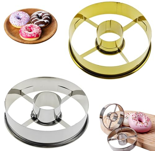 Auswalar Lot de 2 Emporte-pièces en Acier Inoxydable de 9,8 cm pour Donuts - Pour Mousse, Biscuits, Chocolat, Gâteaux