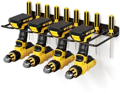 POKIPO Power Tool Organizer, Drill Holder Wall Mount, Heavy Duty Garage Tool Organizer and Storage, Suitable Tool Rack for Tool Room, Workshop, Garage (Black-1 Tirer)