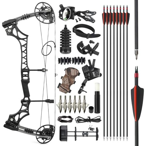 surwolf Compoundbogen Set, Jagd und Zielbogen, 30~70 lbs verstellbar, IBO Geschwindigkeit 340 fps, Erwachsene Bogen, Jagd Compoundbogen Outdoor Jagdbogen (Bogen Set 1#)