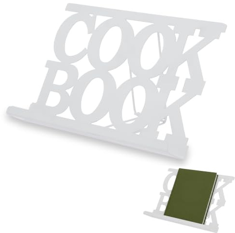 Premier Housewares Durable Cook Book Stand White | Elegant Design Book Stand For Cook Books | Practical Recipe Book Stand For Kitchen | Adjustable Stand For Efficient Cooking