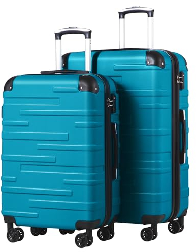 COOLIFE Hartschalen-Koffer Rollkoffer Reisekoffer Vergrößerbares Gepäck (Nur Großer Koffer Erweiterbar) ABS Material mit TSA-Schloss und 4 Rollen