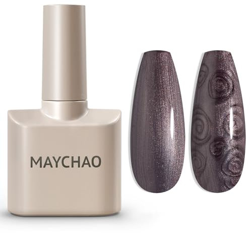 MAYCHAO 15ML Pearl Gel Nail Polish, Pearlescent Grape Purple Shell Shimmer Mermaid Dark Purple Gel Polish Soak Off UV LED Nail Lamp Curing Gel for Nail Art Manicure Salon DIY at Home, 0.5 OZ