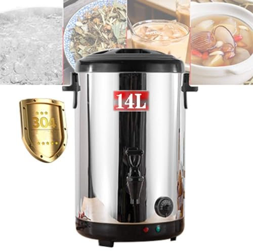 Commercial Coffee Boiler Large Groups - Electric Hot Water Urn 8L, Double Wall Stainless Steel, Insulated Beverage Server/Dispenser In Black
