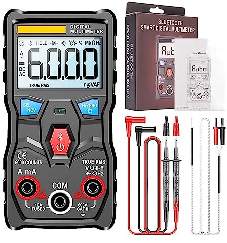 nmbhus Multimètre Digital Multimètre Analogique Numérique Bluetooth 6000 Comptes True RMS AC/DC Courant Tension Capacité Testeur Automobile Mètre (Color : Black Pro)