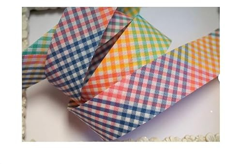 5m of 30mm Wide Multicolour Gingham. Bias Binding Tape 5m Single Folded, Edging Quilting Sewing, Bunting, Craft, Upholstery, Piping & Garments UK Seller