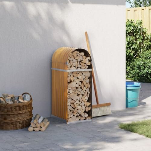 ShGaxin Kaminholzunterstand Hellbraun 40x45x100 cm Verzinkter Stahl, Holzunterstand, Holzstapelhilfe, Aufbewahrung Holz, Holzregal, Brennholzregal Außen, Kaminholz Aufbewahrung - 364577