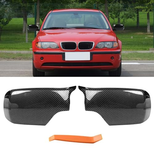 TTCR-II 2PCS Rückspiegel Abdeckung Kompatibel mit BMW 3er E46 1998-2005 | Seitenspiegelgehäuse E46 316i 318i 318i 320d 320i 323i 328i 328i 330d 330i 1998-2005 Links und Rechts (Kohlefasermuster)
