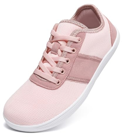 Meik Mangni barfotaskor män kvinnor bred tå låda skor minimalistiska promenadskor andningsbara sneakers terränglöparskor, storlek: 3,5-11 UK, Rosa, 36.5 EU