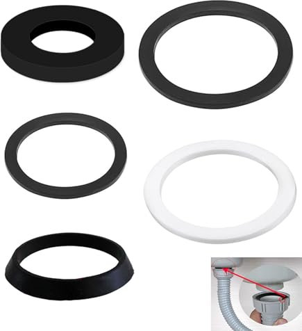 T TAKONE Seal Sink Drain Set, 1 1/2 Inch Siphon Seal for 40 mm Syphon Kitchen Sink Drain Pipe, Includes 2 x Wedge Seals, 3 x Flat Seals, 3 x Alternative Flat Seal