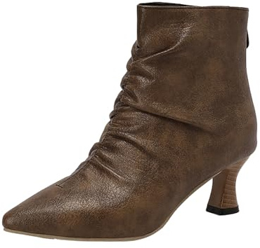 Generico Stivali Donna Invernali Bassi, Tronchetti Donna Vintage Eleganti, Boots Comoda Scarponcini Corti Morbidi Stivaletti Donna Motociclista Classici Neri Stivali Donna
