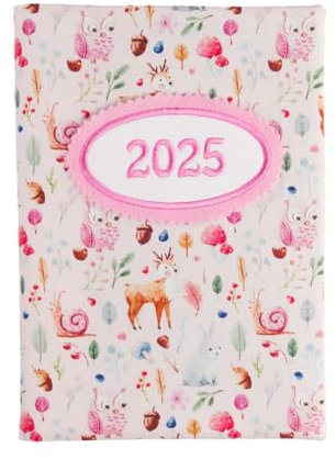 bettina bruder - Kalender Buchkalender 2026 Waldtiere Reh Eule Schnecke Tiere Pünktchen Punkte rosa bunt - Timer Terminplaner Chefplaner DIN A5