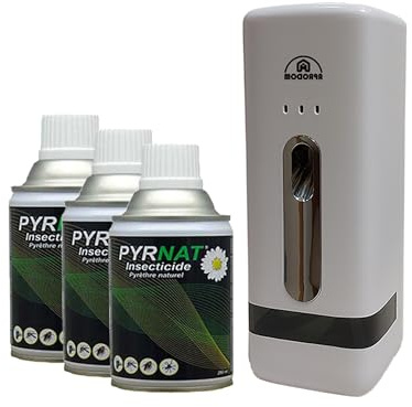 Pyrnat 3x250ml Insecticide au Pyrethre avec Diffuseur Automatique Anti-mouches, Moustiques, Punaise de Lit Très Efficace contre les insectes volants et rampants. (4)