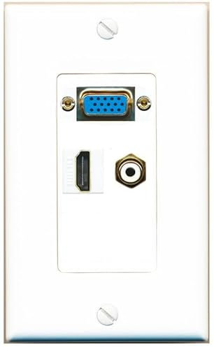 RiteAV Placa de pared de 1 puerto HDMI 1 RCA-blanco hembra-hembra con conector SVGA [blanco]