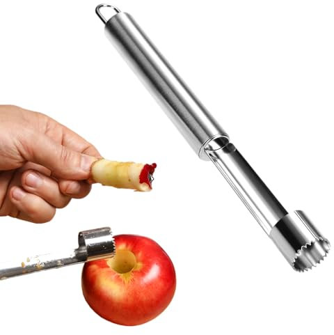 Levatorsoli Acciaio Inox 19,5 cm – Rimuovi Torsolo per Mele e Pere – Lama Seghettata per Taglio Preciso – Facile da Pulire, Lavabile in Lavastoviglie – Manico Ergonomico con Gancio per Appenderlo