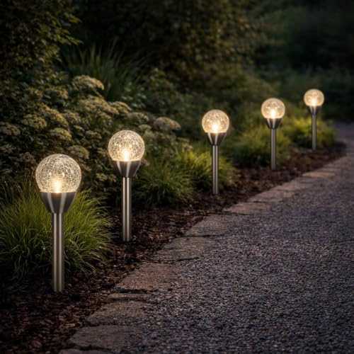 Lámpara Esférica Solar de Acero Inoxidable 5 Piezas - ProGarden