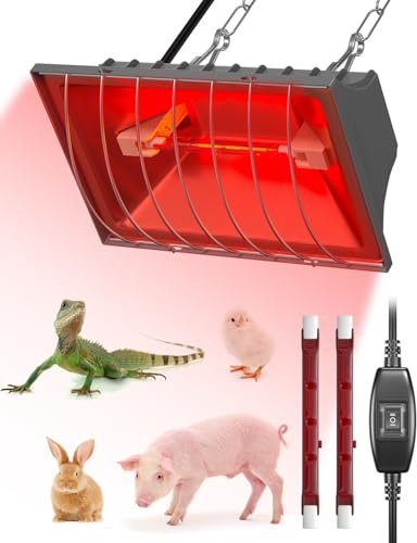 GlowUp Rotlichtlampe Wärmelampe für Küken 275W, Enthält 1x 175W Infrarot Heizlampen, Geflügel-Wärmelampe Hühnerstall für Hühnchenbrüter, Welpen, Enten, Schweine, Lämmer (Grau)