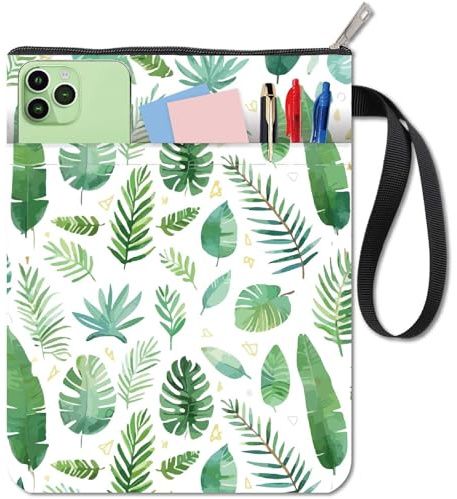 CRASPIRE Copertine per Libri con Foglie Custodia per Libri con Foglie Tropicali Protezione per Libri Tascabili Copertina per Libri in Tessuto Lavabile con Cerniera e Tasca Extra per Gli Amanti dei