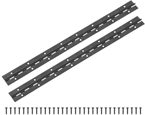 M METERXITY 2er Pack Klavierbänder 16 Zoll / 400mm Edelstahl Durchgehende Klavierbänder Mit Löchern Und Schrauben Für Aufbewahrungsbox [1 2x 0 04/ 30x 1mm Offene Breite Dicke Schwarz]