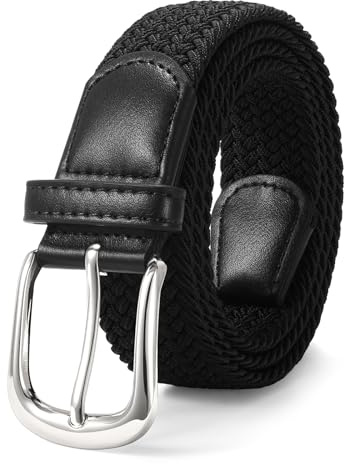 JasGood Gürtel Damen Geflochtener Elastischer Gürtel,Verstellbarer Stretchgürtel,3.3cm Breite für Jeans und Hosen, Unisex Dehnbarer Stoffgürtel