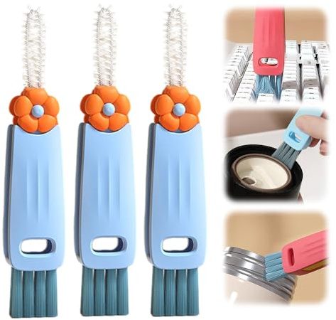 3 In 1 Cup Lid Cleaning Brush, 2025 New Multifunctional Bottle Gap Cleaning Tool with Brush, Compact Crevice Brush For Tight Spaces, Detachable Cleaning Brush For Home Use (Blue)