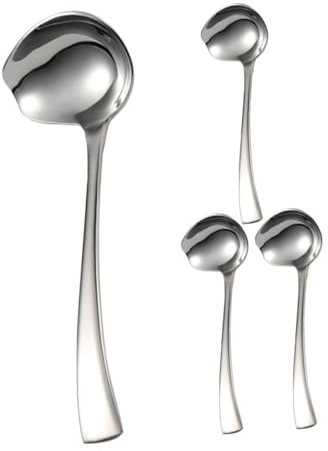 ABOOFAN 4pcs Duckbill Spoon Stainless Steel Long Handled Mirror Polished for Asian Soup Ramen Serving Sauces Pasta