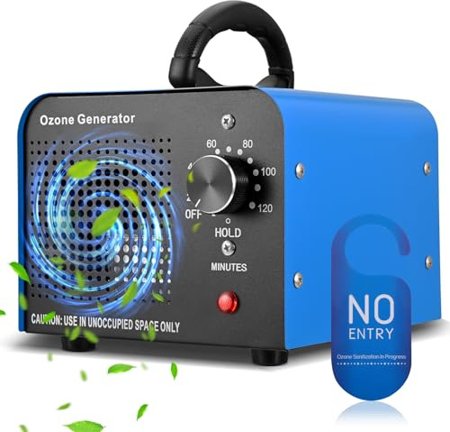 Máquina de Ozono Industrial 60000 MG/h Generador de Ozono para 300㎡, Purificador Ozono de Aire con Temporizador 120 min, Profesional Purificador de Aire para Coche, Hogar, Oficina, Hoteles