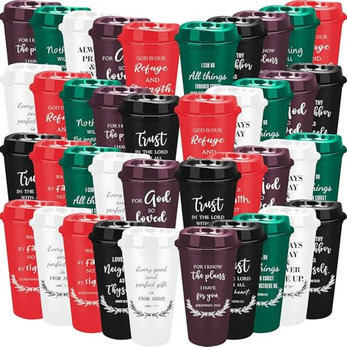 HFZCV 40 Pack Reusable Plastic Cups with Lids 470ml, Multi Coloured Plastic Tumblers Cold Coffee Travel Mug Bulk, Portable Drinkwater Travel Cups Set for School Office Home Party