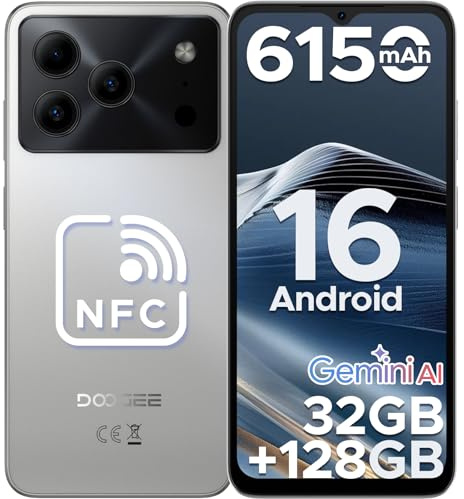 DOOGEE NOTE 56 PRO Mobile Phones, Newest Android 16 With Gemimi AI, 32GB+128GB/2TB, 6150mAh& 6.56 HD+90Hz Display, Dual SIM Unlocked Mobile Phone, 8.45mm Ultra-Slim, Face ID, 5G WiFi, GPS,NFC-Plain