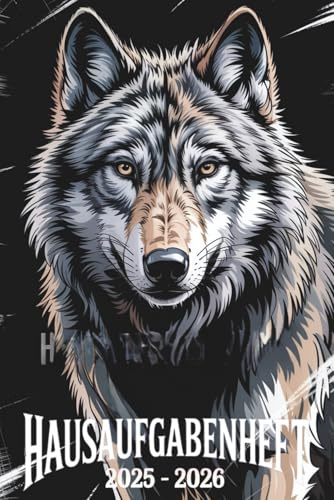 hausaufgabenheft 2025/2026 wolf: Eine Woche auf zwei Seiten , schulplaner Jungs mädchen Teenager , MIT DATUM