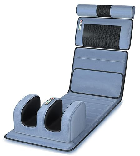Esterilla De Masaje Con Almohadilla Térmica, Cama De Masaje Corporal Con Almohada De Masaje Cervical Shiatsu, 10 Motores Vibratorios For Relajación Muscular De Cuello Y Espalda.(Grey Flannel)