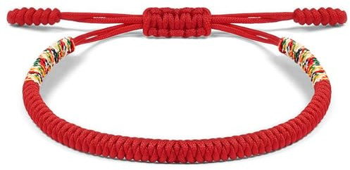 Aucuu Handgjort buddhistiskt flätat vänskapsarmband, tibetanskt justerbart vävt rep lycka till strängarmband present till älskare kvinnor och män, One Size, Nylon, Ingen ädelsten
